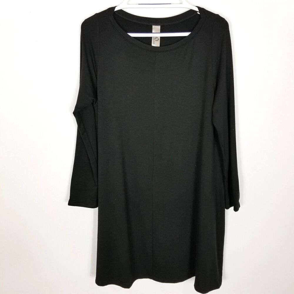 Go Couture Women Swing Long Sleeve Dress Size L Black‎ Pullover